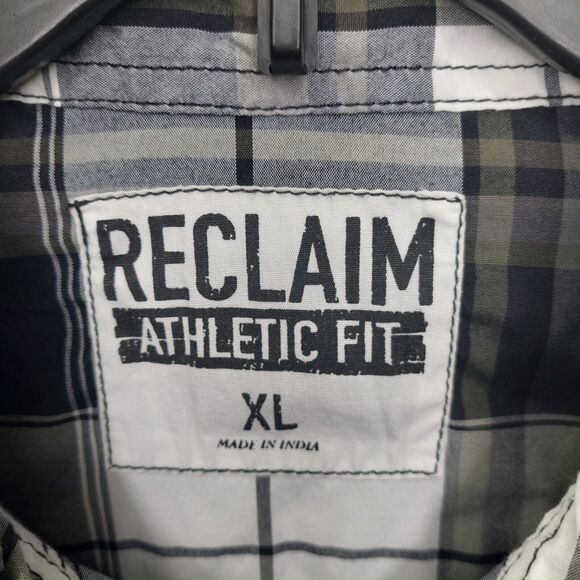 Reclaim Athletic Fit Men's Shirt Button Up~ Long Sleeve~Gray Plaid~Size XL - Picture 2 of 10